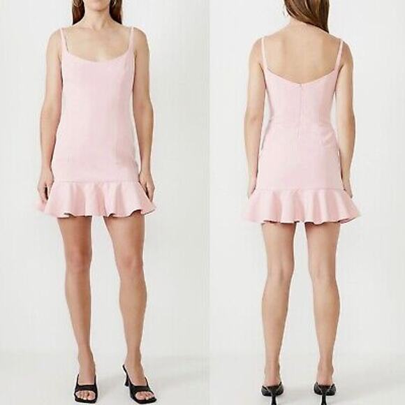 BARDOT Pink Flounce Hem Spaghetti Strap Night Out Party Mini Dress Size 12 - Picture 1 of 11